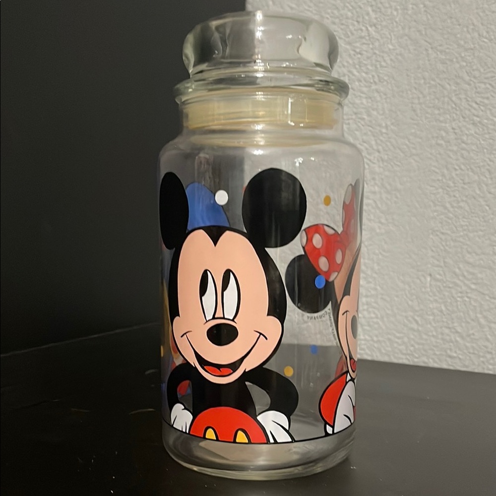 Vintage Anchor Hocking Mickey Mouse and Friends Glass Canister